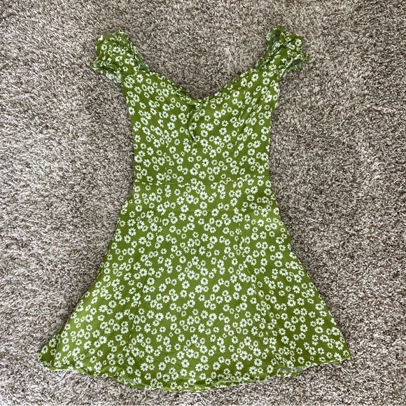 Reformation Fennel Green Pacey Ditzy Floral Mini Dress Size 0 - Picture 4 of 7